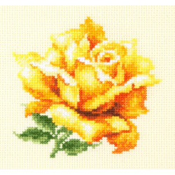 Cross stitch kit  Yellow Rose 11 x 11 cm 150-005