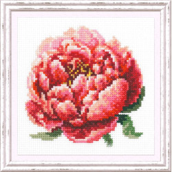 Cross stitch kit  Red Peony 11 x 11 cm 150-009