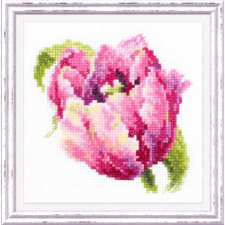 Cross stitch kit  Pink Tulip 11 x 11 cm 150-013