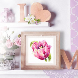 Cross stitch kit  Pink Tulip 11 x 11 cm 150-013
