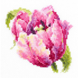 Cross stitch kit  Pink Tulip 11 x 11 cm 150-013