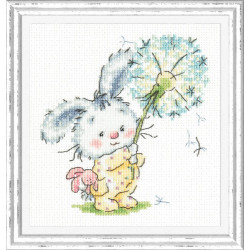 Cross stitch kit  Bunny and dandelion 12 x 13 cm 19-06