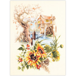 Cross stitch kit  Old Watermill 28 x 38 cm 210-208