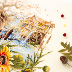 Cross stitch kit  Old Watermill 28 x 38 cm 210-208