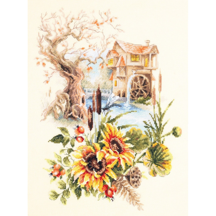 Cross stitch kit  Old Watermill 28 x 38 cm 210-208