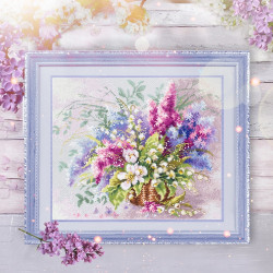Cross stitch kit  Lilies of the Valley and Lilac 28 x 23 cm 210-305