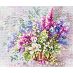 Cross stitch kit  Lilies of the Valley and Lilac 28 x 23 cm 210-305