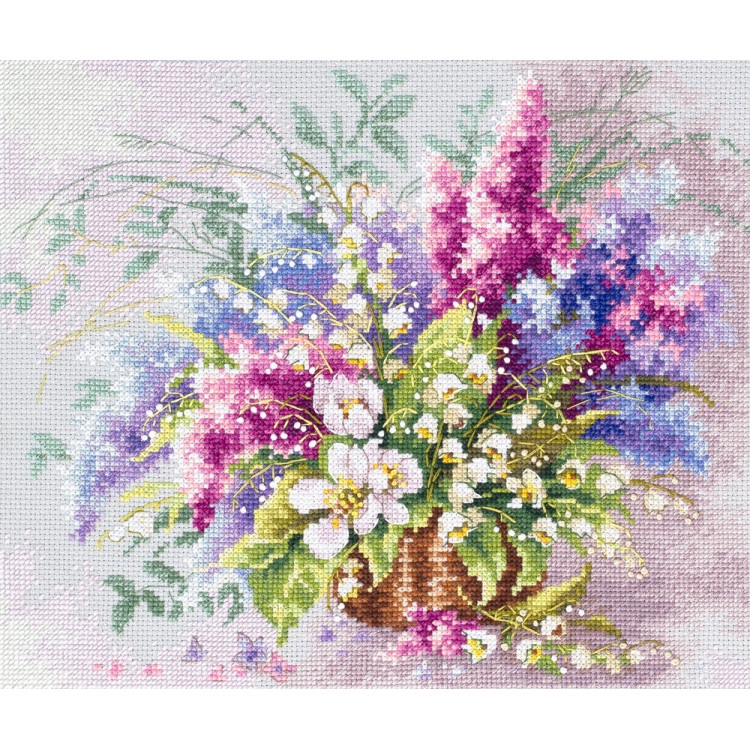 Cross stitch kit  Lilies of the Valley and Lilac 28 x 23 cm 210-305