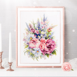 Cross stitch kit  Bouquet with Peonies 19 x 26 cm 210-310 MN-210-310