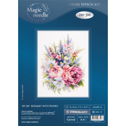 Cross stitch kit  Bouquet with Peonies 19 x 26 cm 210-310 MN-210-310