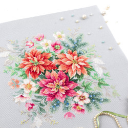 Cross stitch kit  Flower Magic.Poinsettia 30 x 30 cm 214-273