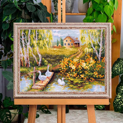 Cross stitch kit  Village Pond 40 x 31 cm 250-331