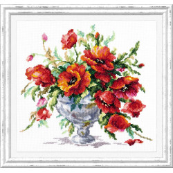 Cross stitch kit  Red poppies 27 x 24 cm 40-60