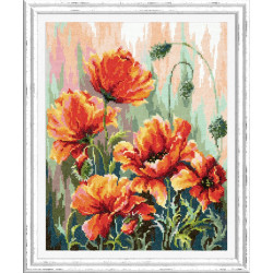 Cross stitch kit  Poppies in the morning light 27 x 34 cm 40-72