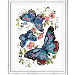 Cross stitch kit  Blue butterflies 15 x 18 cm 42-03