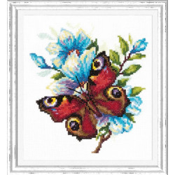 Cross stitch kit  Peacock butterfly 17 x 17 cm 42-09