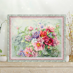 Cross stitch kit  Peonies and Hydrangeas 40 x 30 cm 510-224