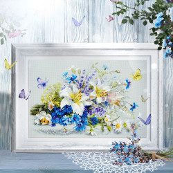 Cross stitch kit  Lilies and Cornflowers 40 x 25 cm 510-227