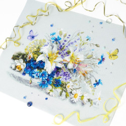 Cross stitch kit  Lilies and Cornflowers 40 x 25 cm 510-227