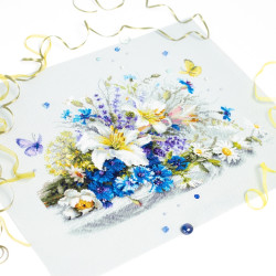 Cross stitch kit  Lilies and Cornflowers 40 x 25 cm 510-227