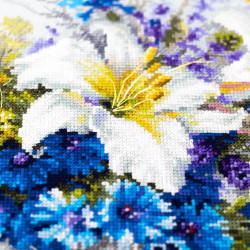 Cross stitch kit  Lilies and Cornflowers 40 x 25 cm 510-227