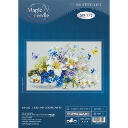 Cross stitch kit  Lilies and Cornflowers 40 x 25 cm 510-227