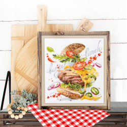 Cross stitch kit  Burger Lunch 19 x 22 cm 528-556