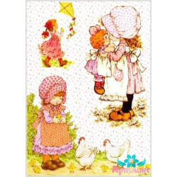 Rice card for decoupage "Children in the village No. 1" 21x29 cm AM400032D