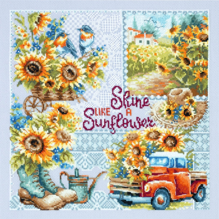 Cross stitch kit  Shine like a Sunflower! 26 x 26 cm 540-704