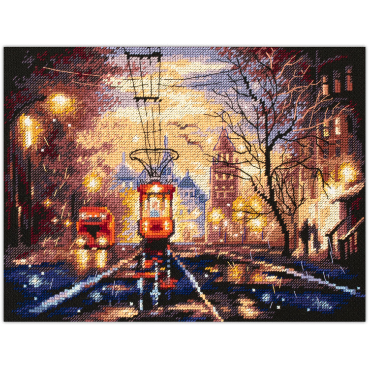 Cross stitch kit  Night Tram 27 x 20 cm 550-760
