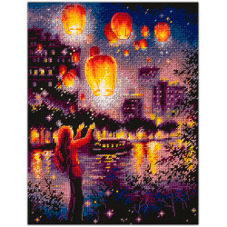 Cross stitch kit  Sky Lanterns 20 x 27 cm 550-761