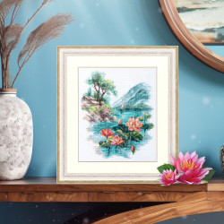 Cross stitch kit  Blooming Lotuses 22 x 26 cm 70-01