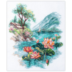 Cross stitch kit  Blooming Lotuses 22 x 26 cm 70-01