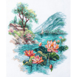 Cross stitch kit  Blooming Lotuses 22 x 26 cm 70-01