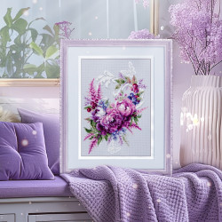 Cross stitch kit  Purple Silk Peonies 19 x 27 cm 70-04
