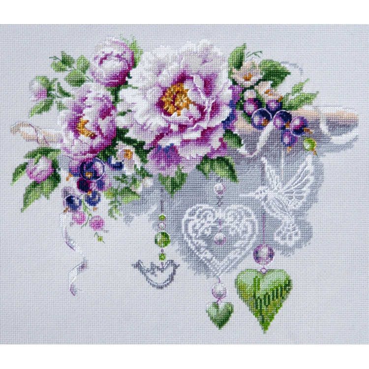 Kryželiu siuvinėjimo rinkinys Gėlių Dekoras 27 x 23 cm 70-05