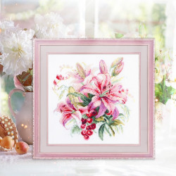 Cross stitch kit  Pink Lilies 18 x 18 cm 70-06