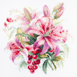 Cross stitch kit  Pink Lilies 18 x 18 cm 70-06