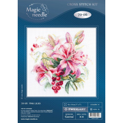 Cross stitch kit  Pink Lilies 18 x 18 cm 70-06