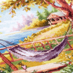 Kreuzstich-Set "Nehmen Sie sich Zeit zum Entspannen" 18 x 18 cm MN-70-10