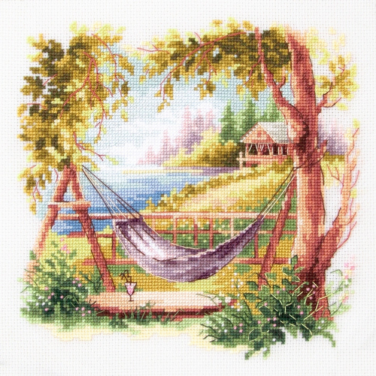 Kreuzstich-Set "Nehmen Sie sich Zeit zum Entspannen" 18 x 18 cm MN-70-10