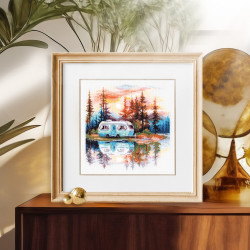 Cross stitch kit  Sunset at the Lake 18 x 18 cm 70-11