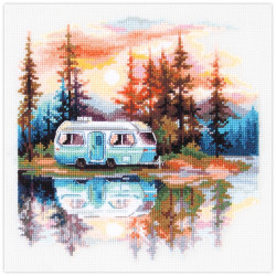 Cross stitch kit  Sunset at the Lake 18 x 18 cm 70-11