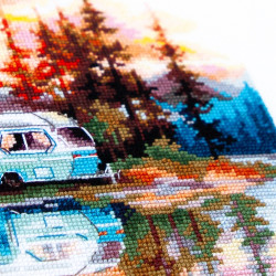 Cross stitch kit  Sunset at the Lake 18 x 18 cm 70-11
