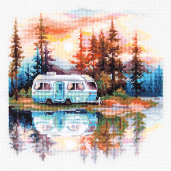 Cross stitch kit  Sunset at the Lake 18 x 18 cm 70-11