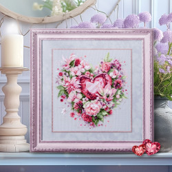 Cross stitch kit  Blooming Heart 27 x 28 cm 70-15
