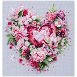 Cross stitch kit  Blooming Heart 27 x 28 cm 70-15