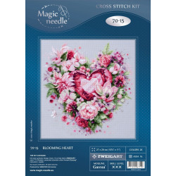 Cross stitch kit  Blooming Heart 27 x 28 cm 70-15
