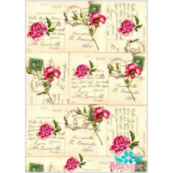 Рисовая открытка для декупажа "Буквы и розы" 21х29 см AM400037D