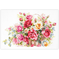 Cross stitch kit  Basket with Roses 40 x 26 cm 70-19